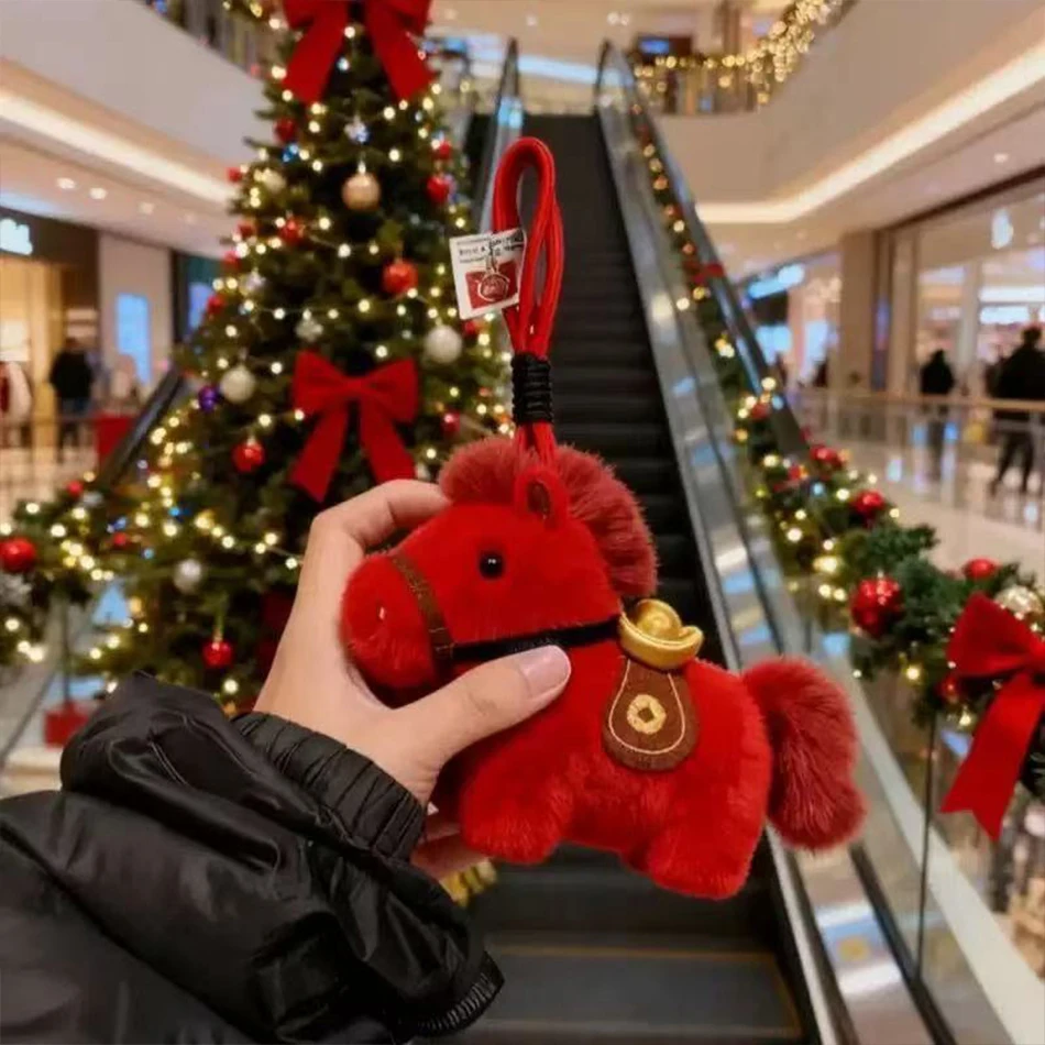

2026 Cute Plush New Year Keychain The Year of Horse Mascot Pendant Chinese Spring Festival Cute Pony Pendant New Year Gift