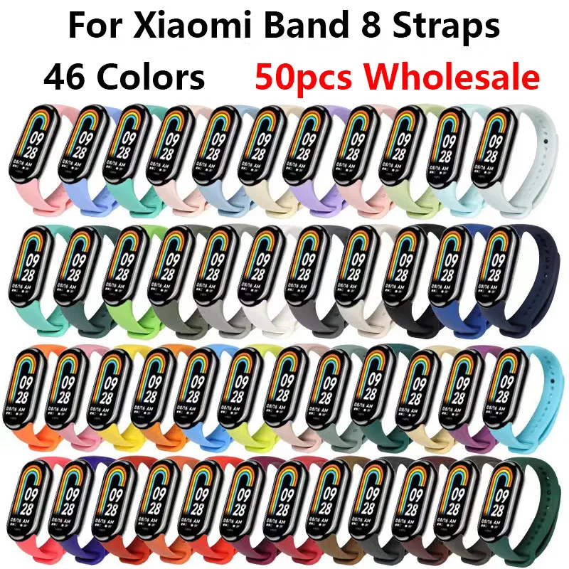 

50pcs Rubber Strap for Mi Band 8 Bracelet Xiaomi Mi Band 8 NFC Silicone Sport Strap Quick Release Correa Miband 8 Wristband