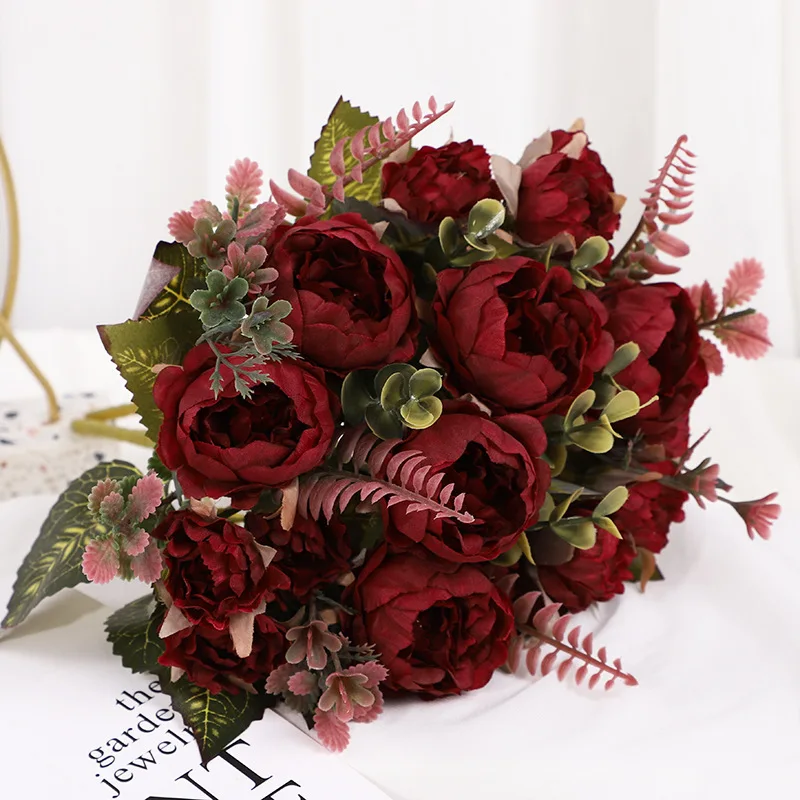 Artificial Peonies Silk Peony Flowers Plants Artificial Flowers for Home Hotel Wedding Christmas Tables Arrangement Flower Decor