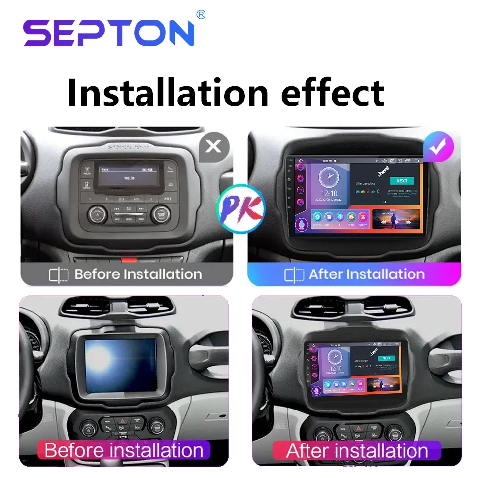 SEPTON Car Radio for Jeep Renegade 2016-2020 8Core Android 12 CarPlay Navigation Stereo GPS Auto Multimedia Player 2Din HeadUnit