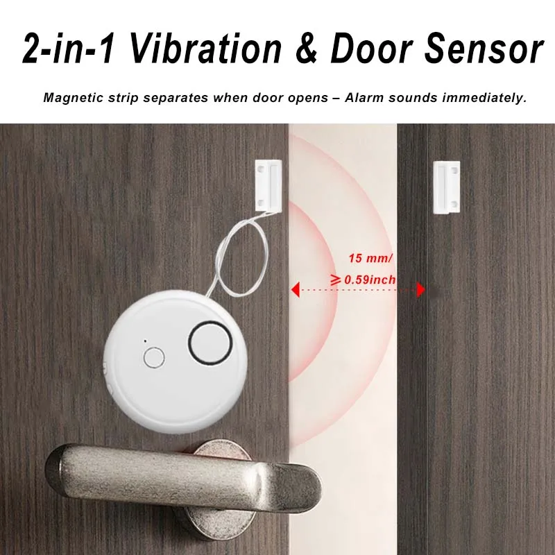 

0-130db White Door Window Alarm by Detect Vibration and Open for Store Home Security, Battery Included, Ideal for Christmas Gift
