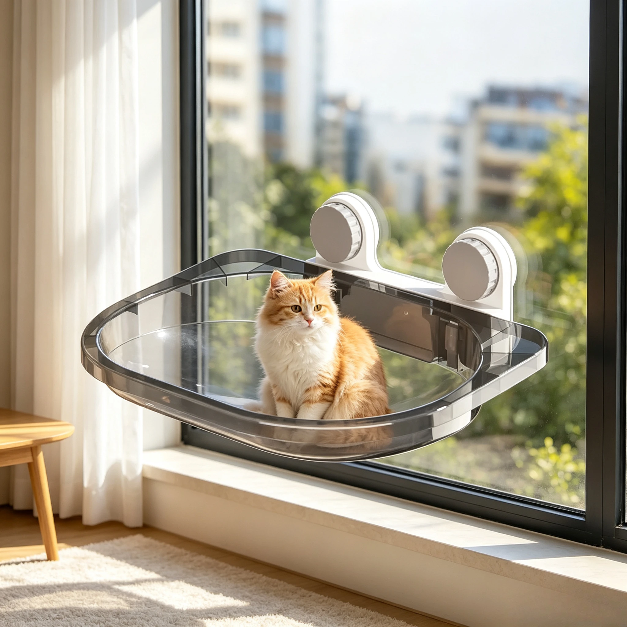 Heavy Duty Cat Window Hammock Strong Suction Cup Window Perch Cozy Elevated Cat Bed Easy Installation for Indoor Cats