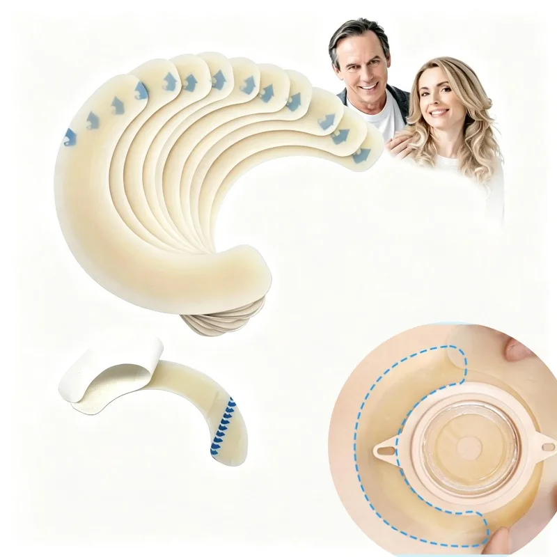 Hydrocolloid Ostomy Barrier Strip Waterproof Anti-Leak Adhesive Skin Protection Tape Curved Seal Strip for  Bag Care Accessories