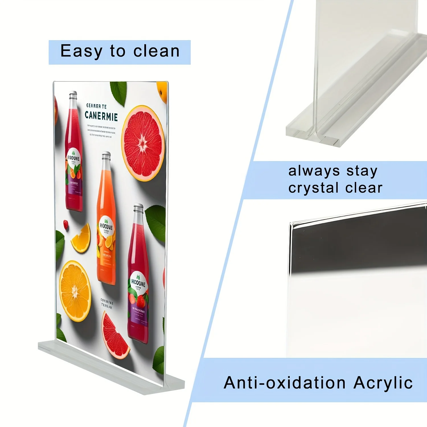 8.5x11 Inch Acrylic Sign Holder -Clear T Shape Double Sided Sign Holder Display for Table Menu Photo Paper Office Retail Show