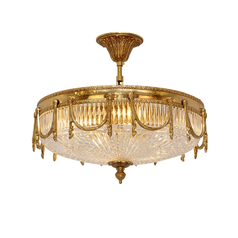 Neoclassical Design Lighting Victorian Ceiling Lamp Luxury Classical Brass Glass Ceiling Lights