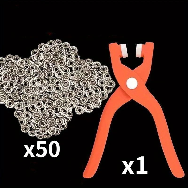 50er-Set handbetriebener Druckknopfzangen für den Nähgebrauch, geeignet für DIY-Nähzubehör für handgefertigte Kleidung, Hüte und Taschen