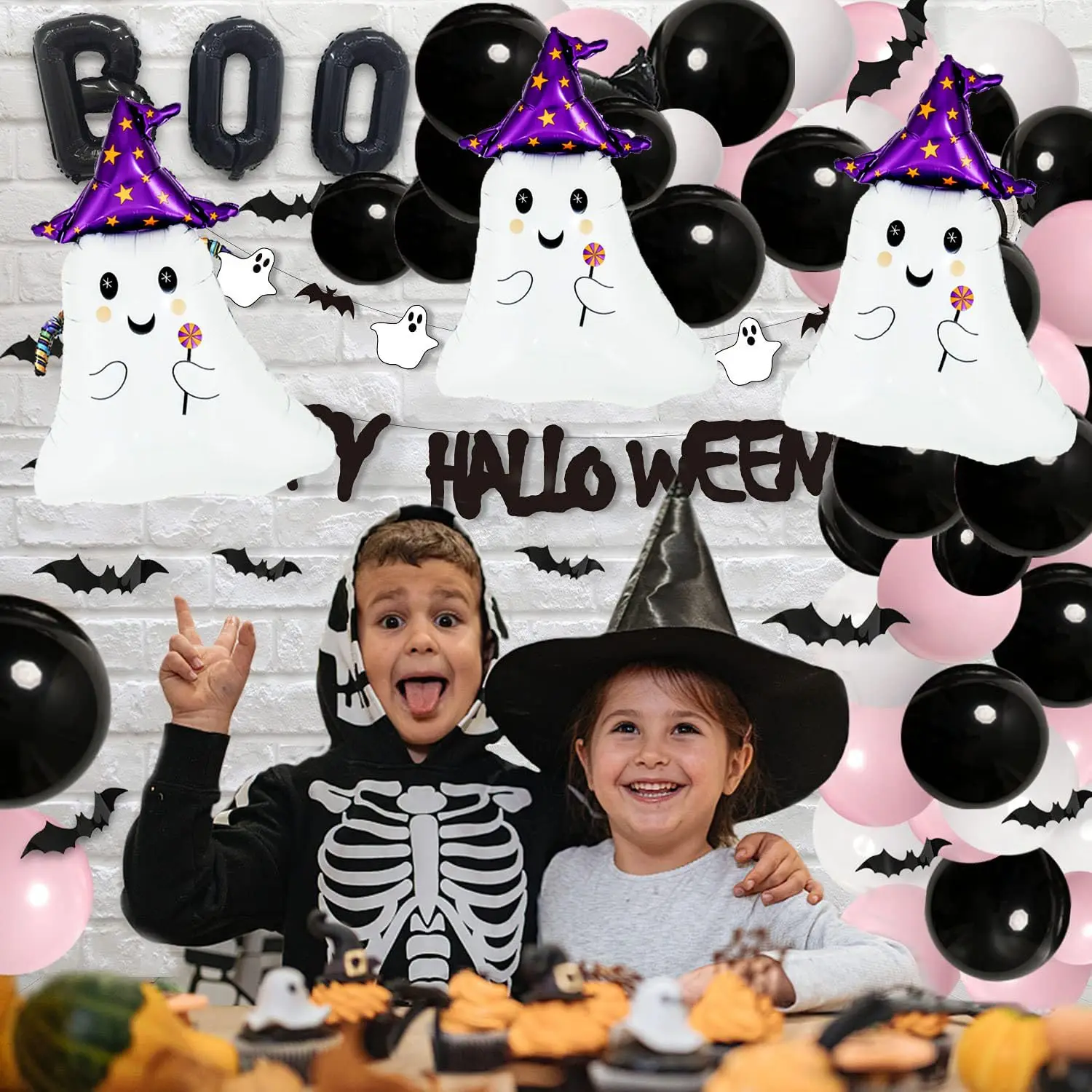 5 Stück 31,5 Zoll süße Geister-Aluminiumfolienballons, Geburtstags-, Halloween-, Spukhaus-Party-Dekorationsballons – Detail 7