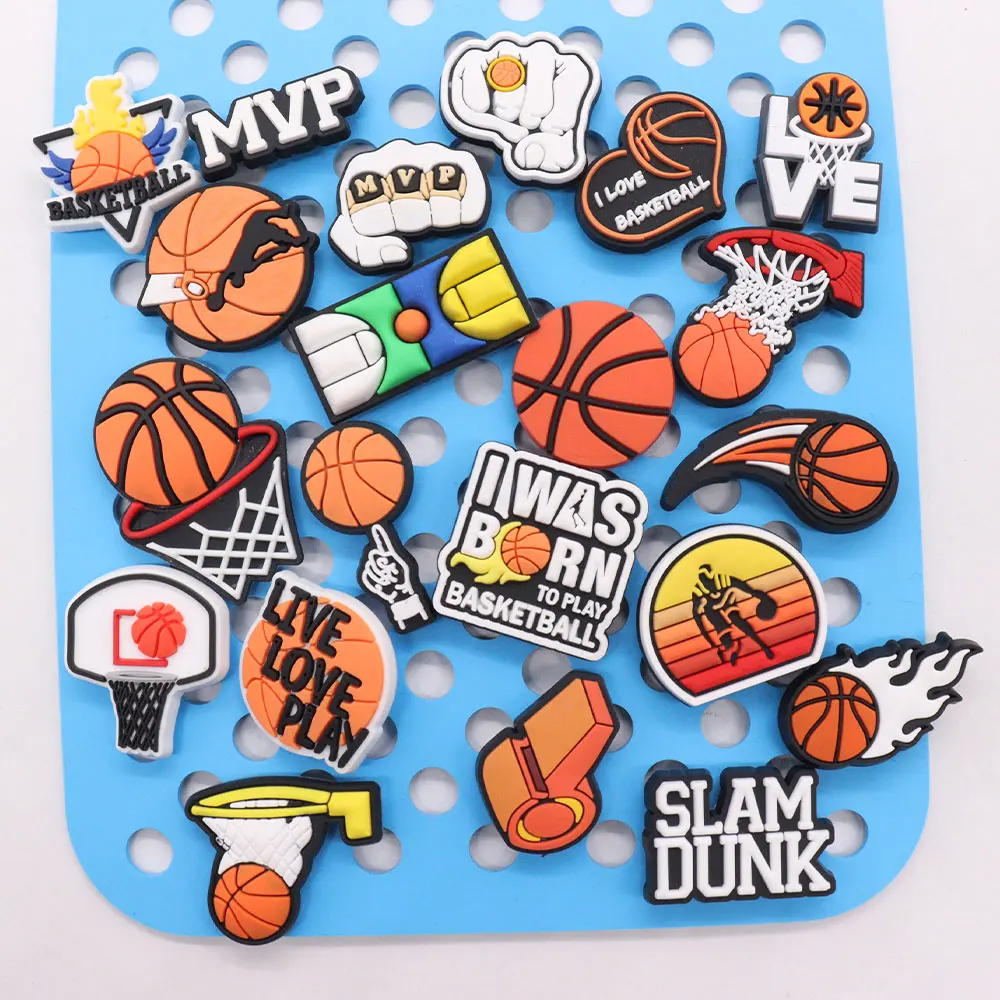1pcs Live Love Play Basketball Whistle PVC Shoe Charms Garden Shoes Button Decorations Accessories For Clogs Pins Kid Xmas Gift
