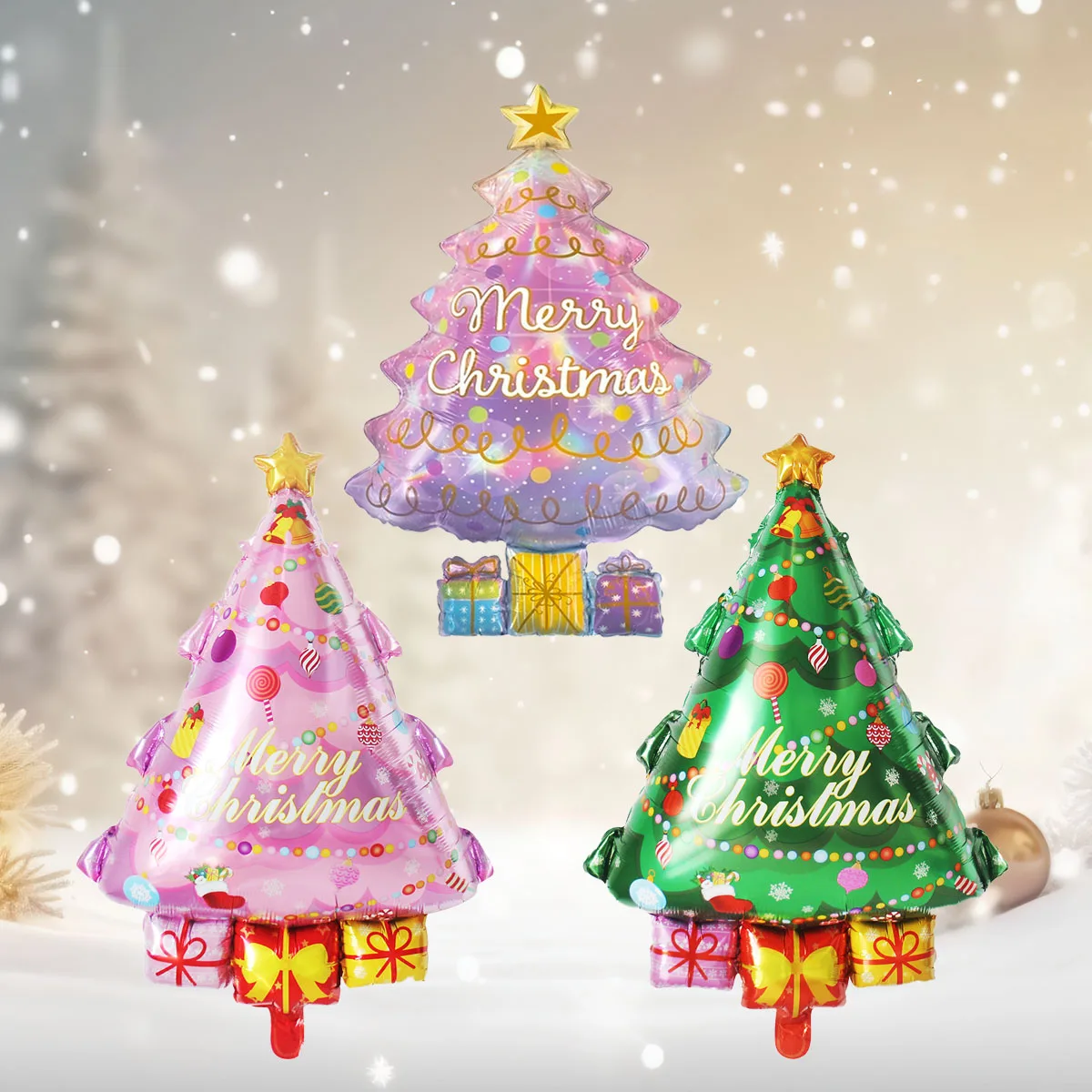 3 Stück Weihnachtsbaumform Folienballons Weihnachtsdekorationen Navidad 2026 Dekor