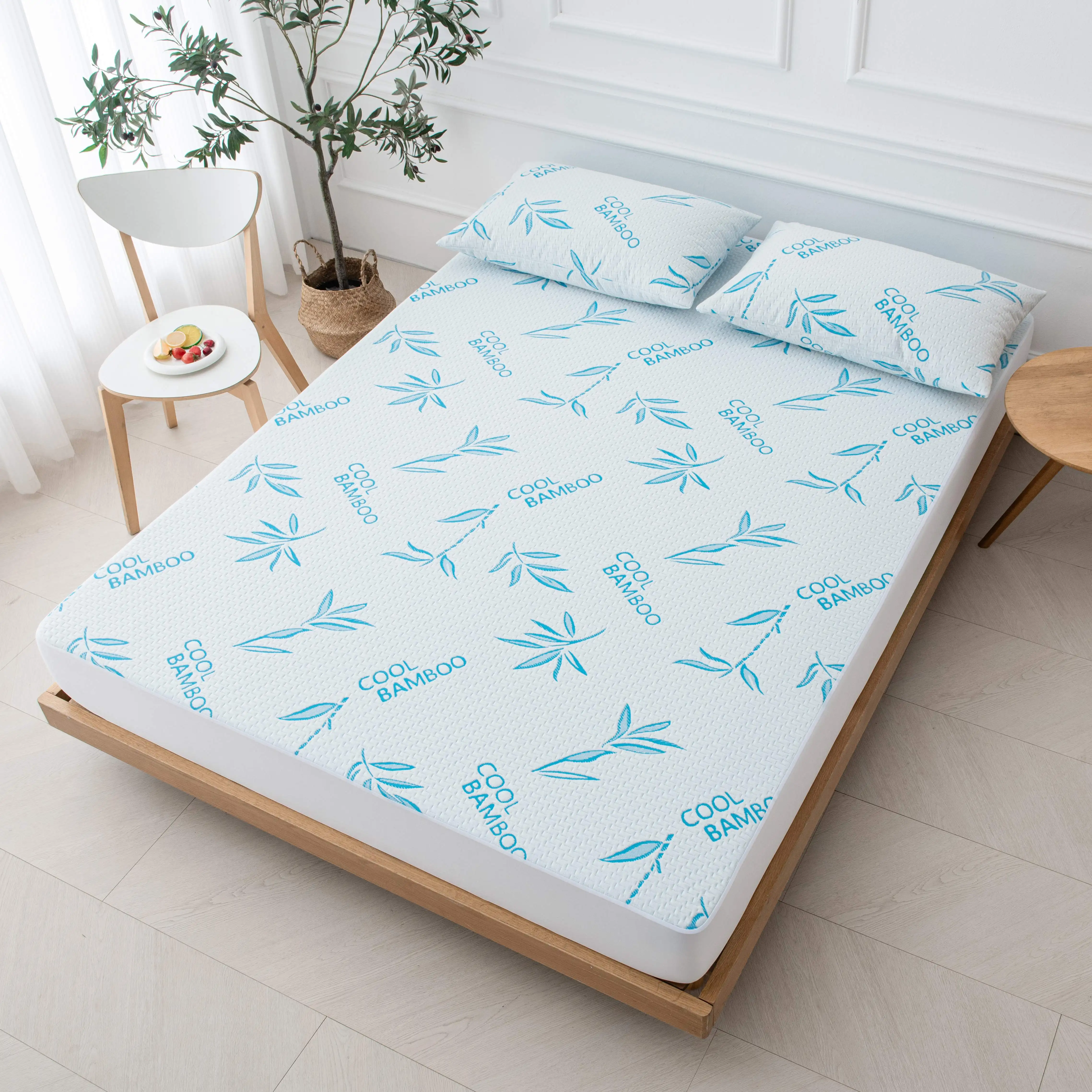 Fitted Bed Sheets Deep Pocket - Bamboe Waterdichte Matrasbeschermer Queen/King, Ademend Ultra
