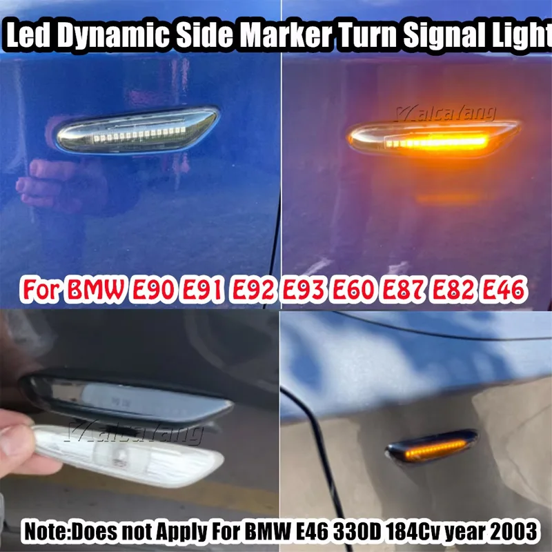 Pokrywa obudowy bocznych kierunkowskazów LED z sekwencyjnym miganiem do BMW E60 E61 E90 E91 E87 E81 E83 E84 E88 E92 E93 E82 E46 serii 1 3 5