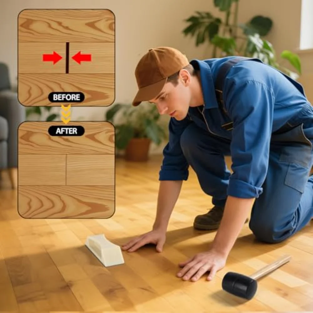 

Floor Gap Fixer Tool Kit Heavy-Duty Plank Grabber With Rubber Mallet Washable Hand Pad For Hardwood Flooring Repair Tool Kit