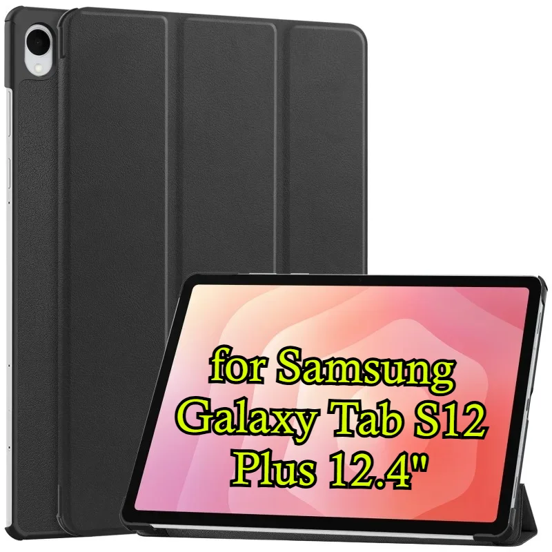 2026 Trifold Stand Smart Tablet Cases for Samsung Galaxy Tab 12 Plus 12.4" Hard PC Back Shockproof Cover SM-X840 SM-X846B 12.4in