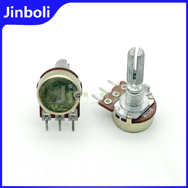 5PCS WH148 16 Type Single Potentiometer With Stepper B50K 3Pins Shaft Length 25MM Amplifier High And Bass Volume Potentiometer