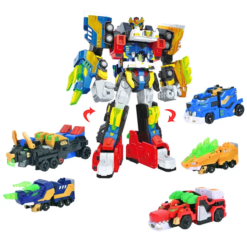 5 IN 1/3 IN 1 Mini Force V Rangers Transforming Robot to Car Toys Action Figures Mini Force X Transformation Dinosaur Robot Toy