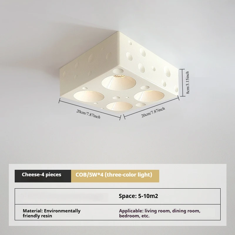 Creme Style Led Ceiling Light Square Cheese Bedroom Living Room Hallway Balcony Aisle Ceiling Decorative Lamp Absorb Dome Light