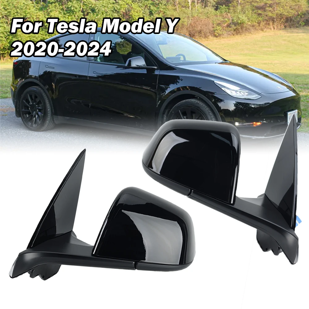 13 Wire Rearview Mirror Assembly For Tesla Model Y 2020-2024 Black With baffle No label No Anti Glare Eyepiece Side Wing Mirror