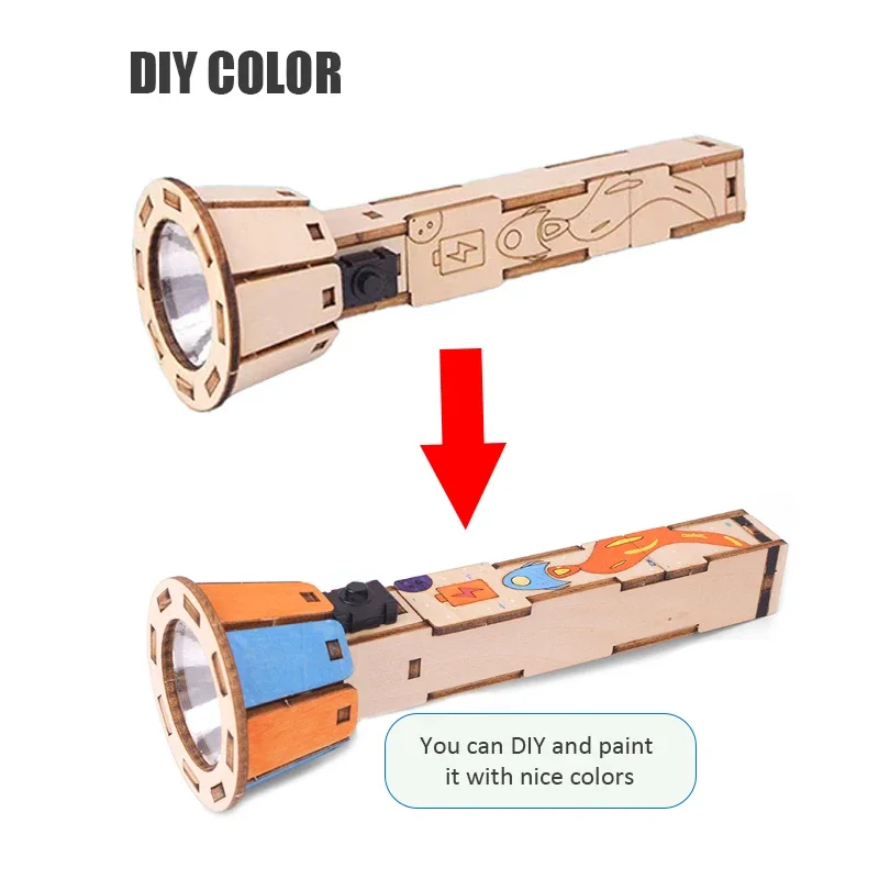 Zestaw modeli latarki DIY Dzieci Fizyka Eksperyment naukowy Zestaw drewnianych puzzli Nauka Edukacja Łodyga Zabawki Prezenty dla dzieci
