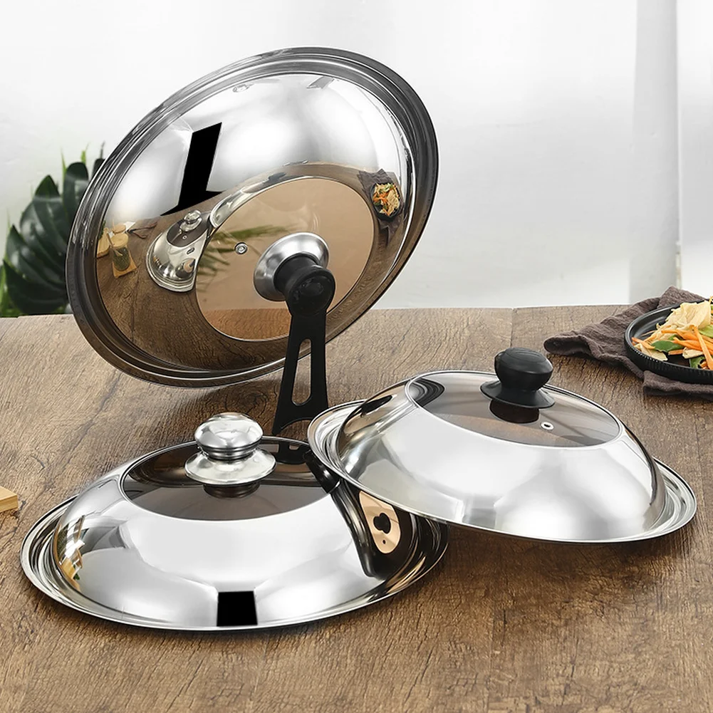 

Крышка для чугунной сковороды (вок) из нержавеющей стали, практичный дизайн, различные размеры, подходит для приготовления пищи на больших чугунных воках