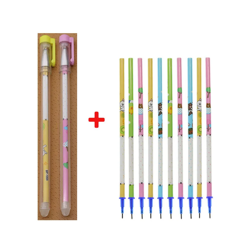 2 + 10 / Set Of Erasable Gel Pen 0.5mm Magic Wand Blue Ink Refill Writing Tools Office Learning Stationery Materials Supplies