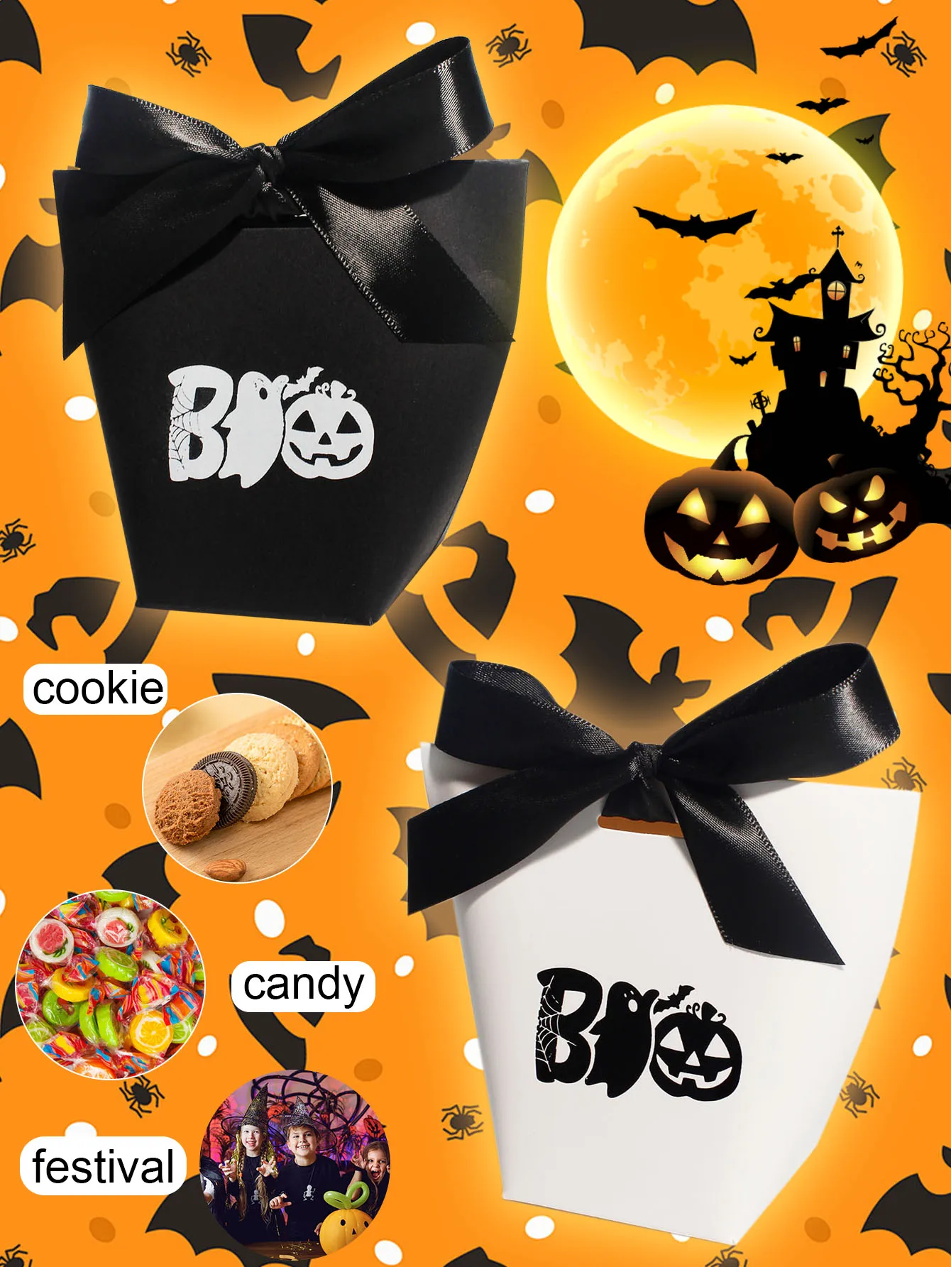 10/20pcs Halloween Ghost Pumpkin Ghost Pumpkin Halloween Candy Bag Kids Favor Trick Or Treat Candy box