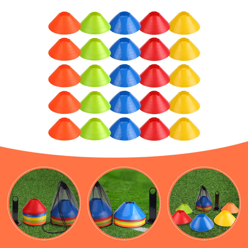 

25 Pcs Training Landmark Obstacles Professional Football Cones Disc Sports Soccer Drills Pe for Discs Child