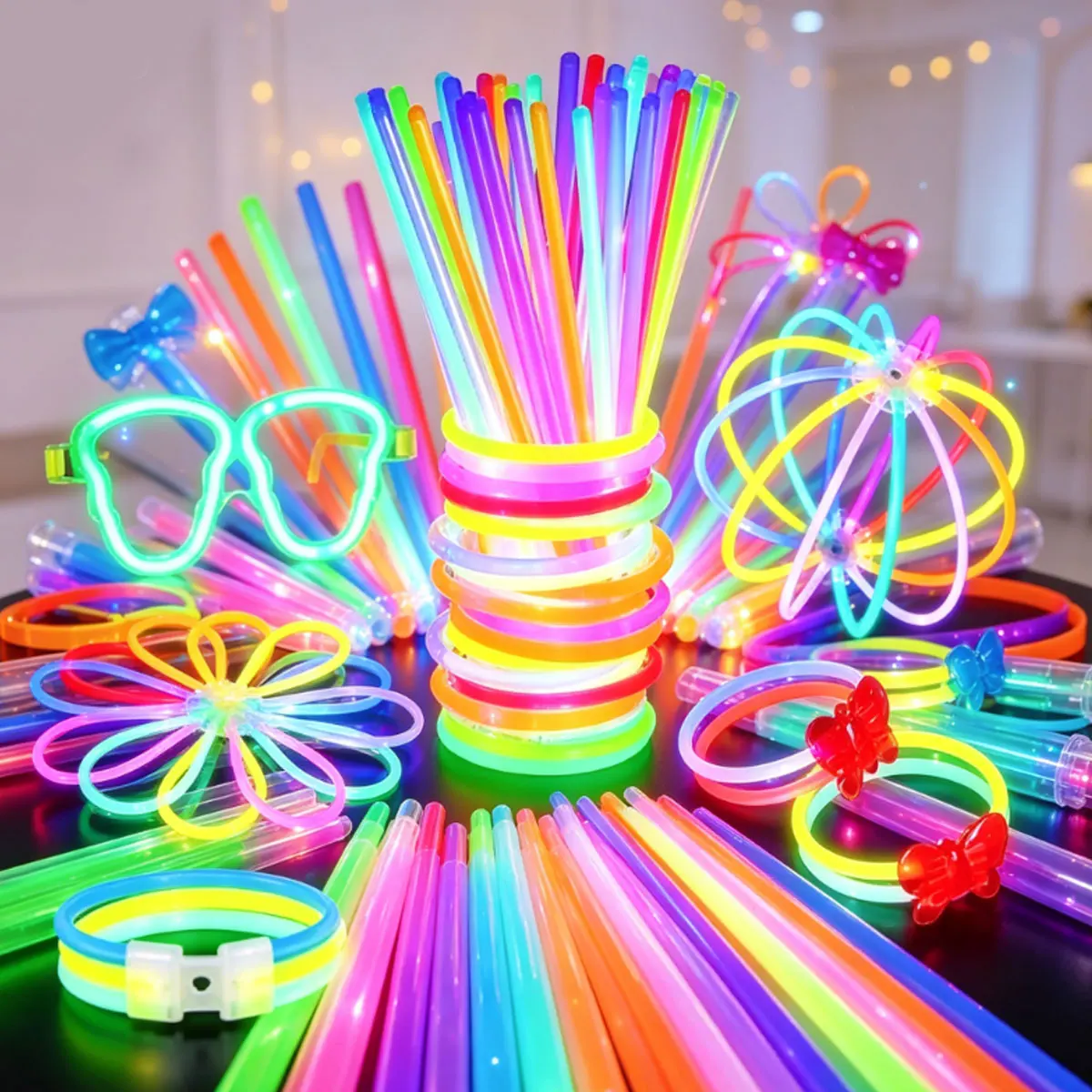 12/24/36/48 Stück 8 Zoll Zufällige Mehrfarbige Fluoreszierende Leuchtstäbe Großpackung, Tragbare Helle Leuchtstäbe für Event-Atmosphäre ZSY