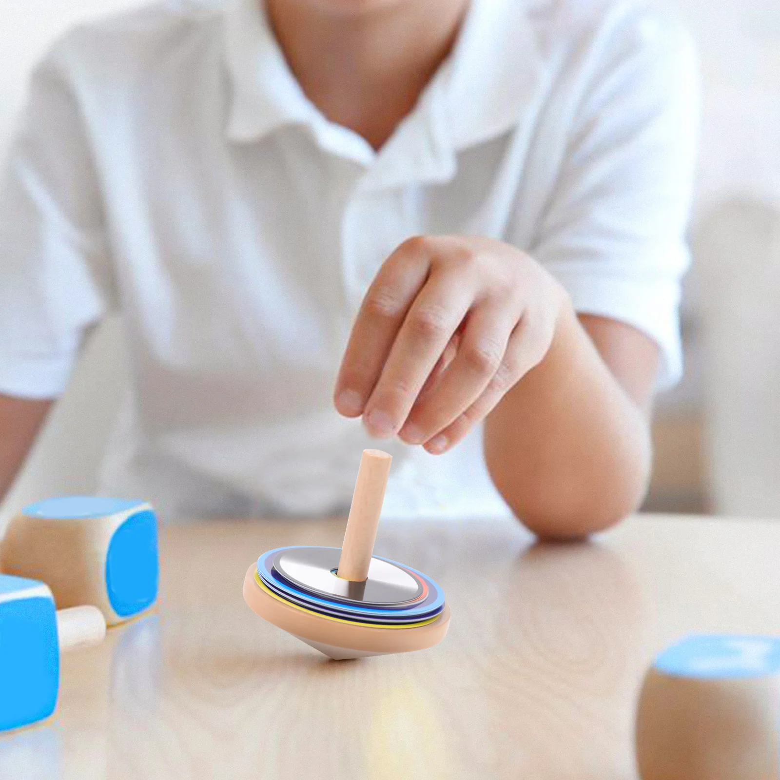 1 مجموعة الخشب الوتد الأعلى الجيروسكوب الطبيعي خشبية اليد الغزل القمم للأطفال الإبداعية DIY بها بنفسك تلوين اللعب الأطفال في الهواء الطلق حفلة الحسنات #3