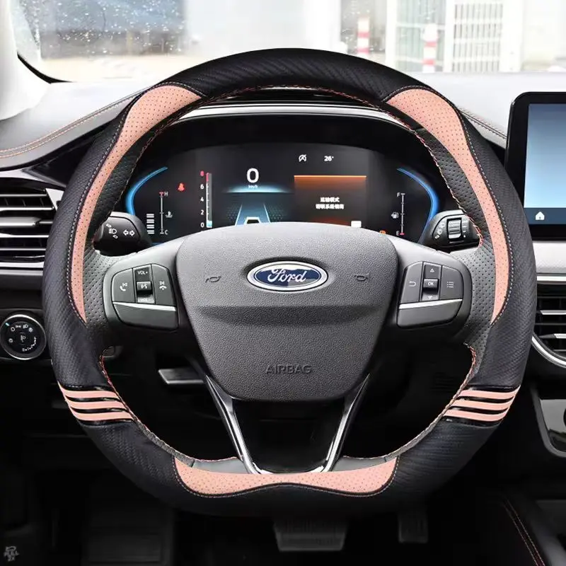 D Type Car Steering Wheel Cover For Ford Focus ST-Line Fiesta ST-Line 2018-2019 Fiesta ST 2019 Focus ST 2019-2020 Escort EVOS 4