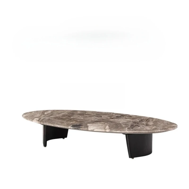 

Italian modern simple natural marble coffee table living room household oval tea table high-end