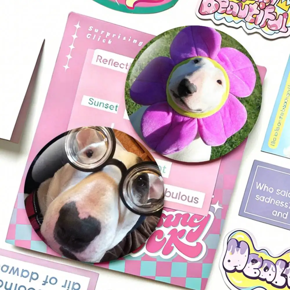 Funny B-Bull T-Terrier Dog Laser Badge Creative Pins Brooch for Bag Clothes Hat Decor Gifts Fans Collect