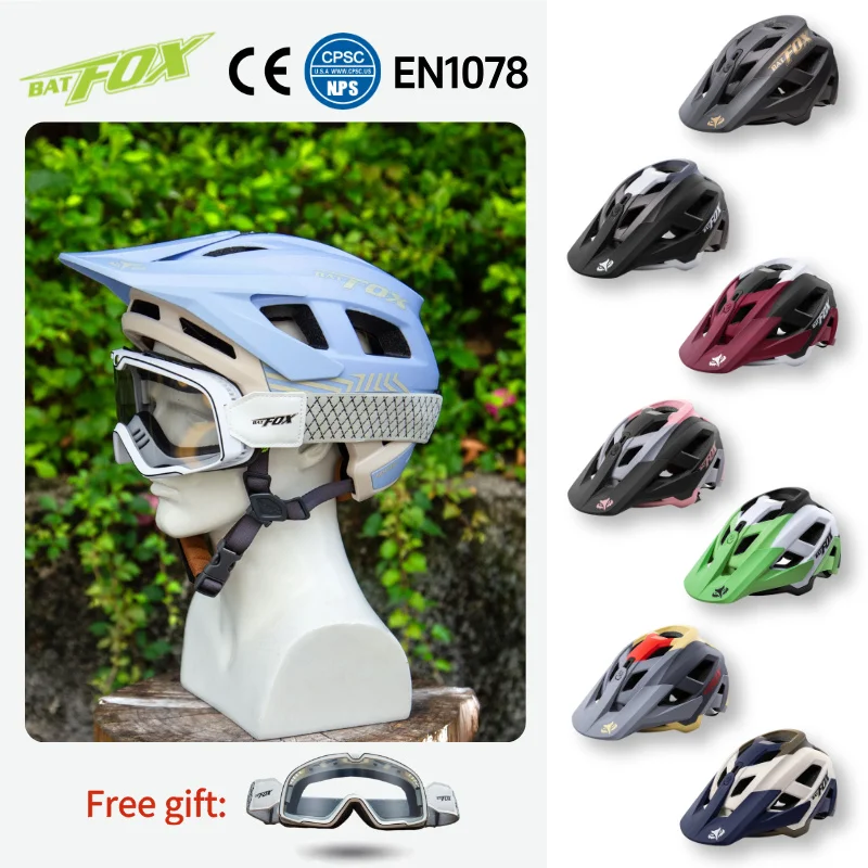 

BATFOX Bike Helmet with goggles Sun visor Speed Reduction Off road MTB Bicycle Helmet Men Women Cycling Outdoor Sports Safe Hat