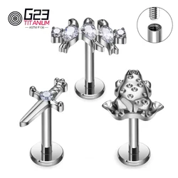 G23 ASTM F136 Titanium Internally Threaded Ear Studs PIERC CZ Paved Top Body Piercing Earrings Jewelry