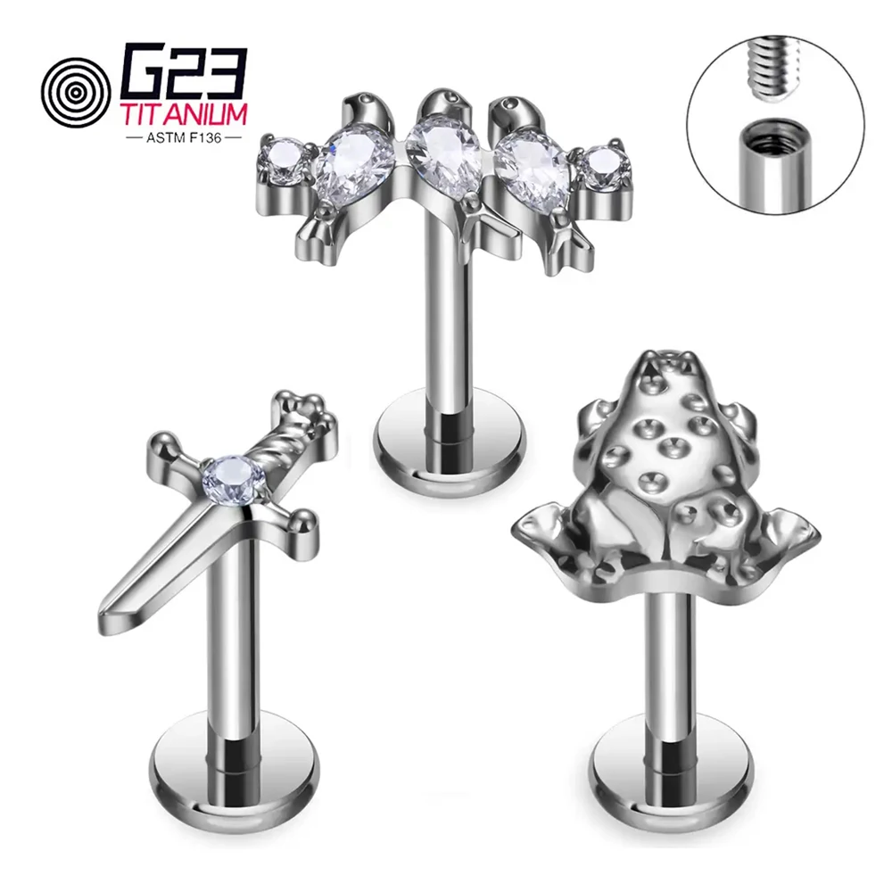 G23 ASTM F136 Titanium Internally Threaded Ear Studs PIERC CZ Paved Top Body Piercing Earrings Jewelry