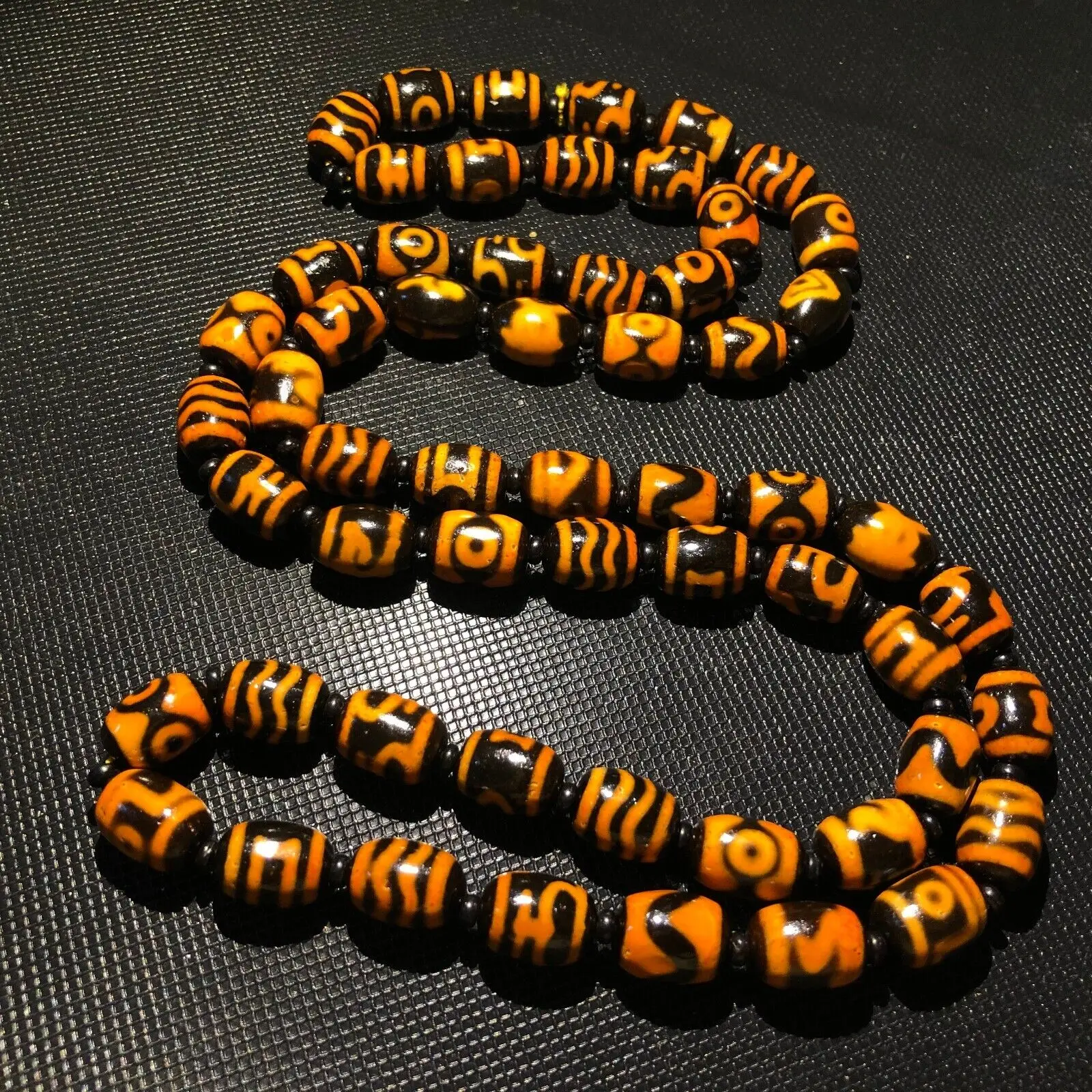 Energy Tibetan Old Agate Various patterns Totem dZi Bead Amulet necklace 10*14mm