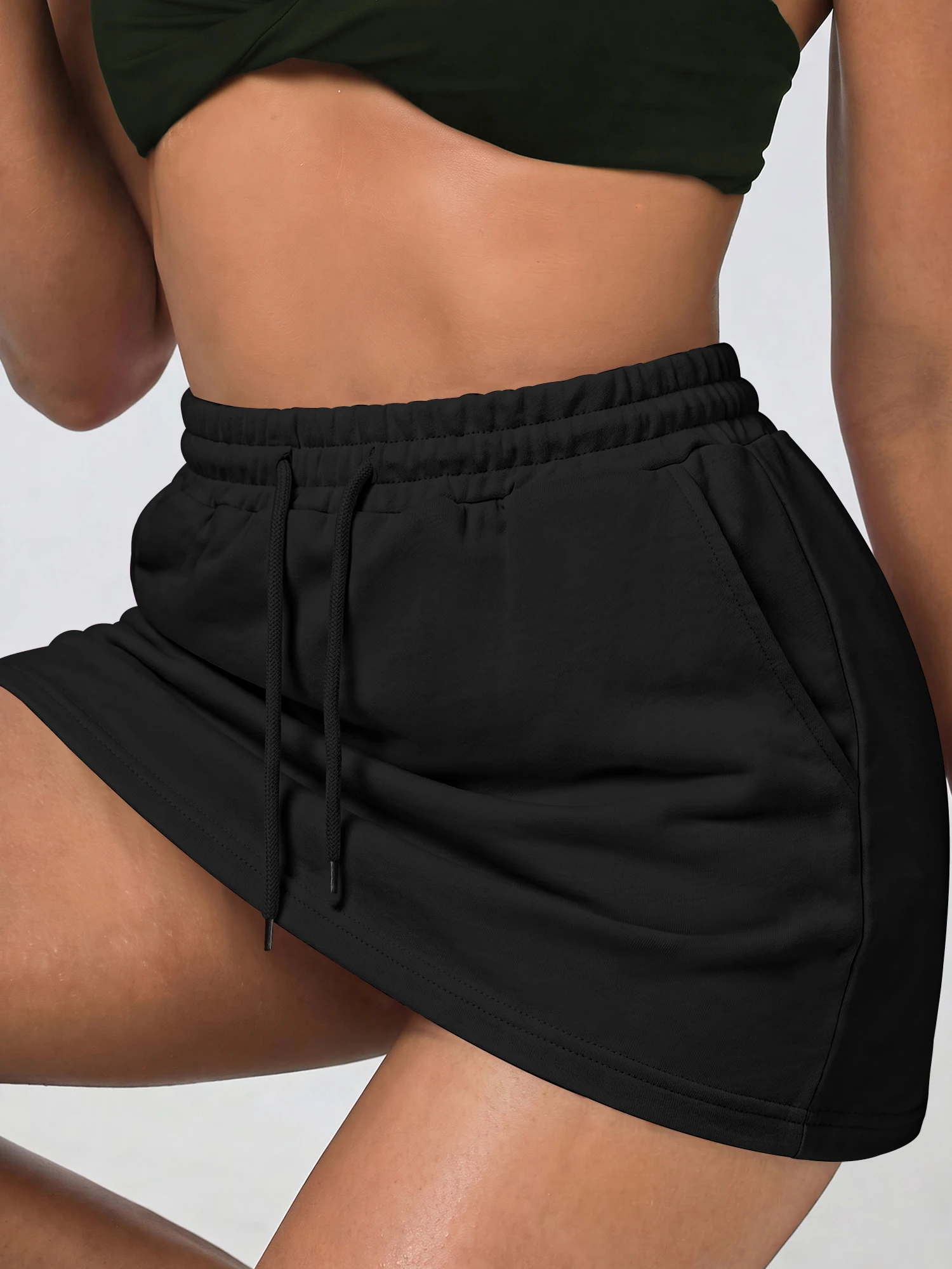 Athletic Basic Mini Skirt, Spring Outdoor Activity, Functional Side Pocket Sweat Skort