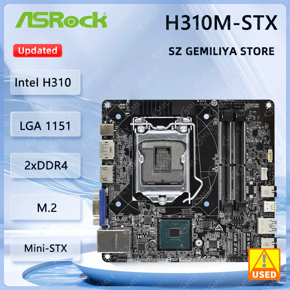 Placa-mãe ASROCK H310M-STX Intel H310 LGA 1151 DDR4 Mini-STX com suporte M.2 para processadores Core i5-9400, Core i5-9600 e Core i3-8300.