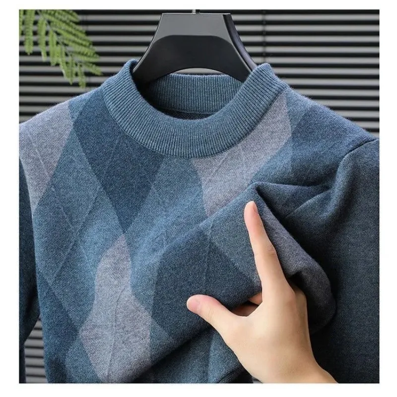 

Autumn and Winter Men's Half Turtleneck Sweater Bottoming Sweater Contrast Color Pullover Fashionable Casual Top