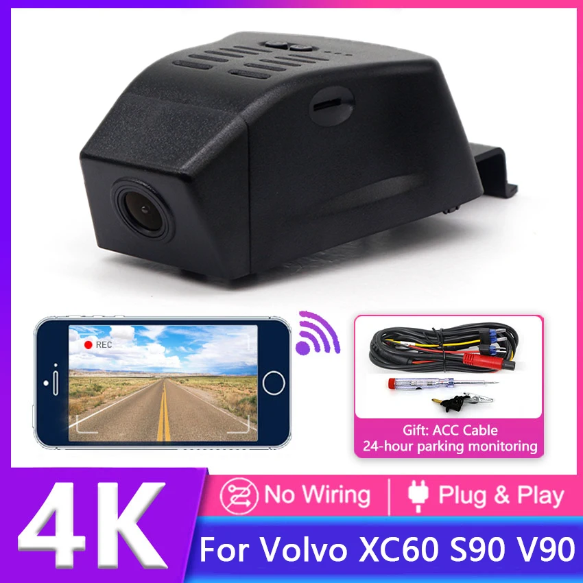 

Для Volvo XC60 S90 V90 2022 2023 2024 Plug and Play 4K видеорегистратор для автомобильной камеры, видеорегистратор, видеорегистратор, видеорегистратор, записывающие устройства