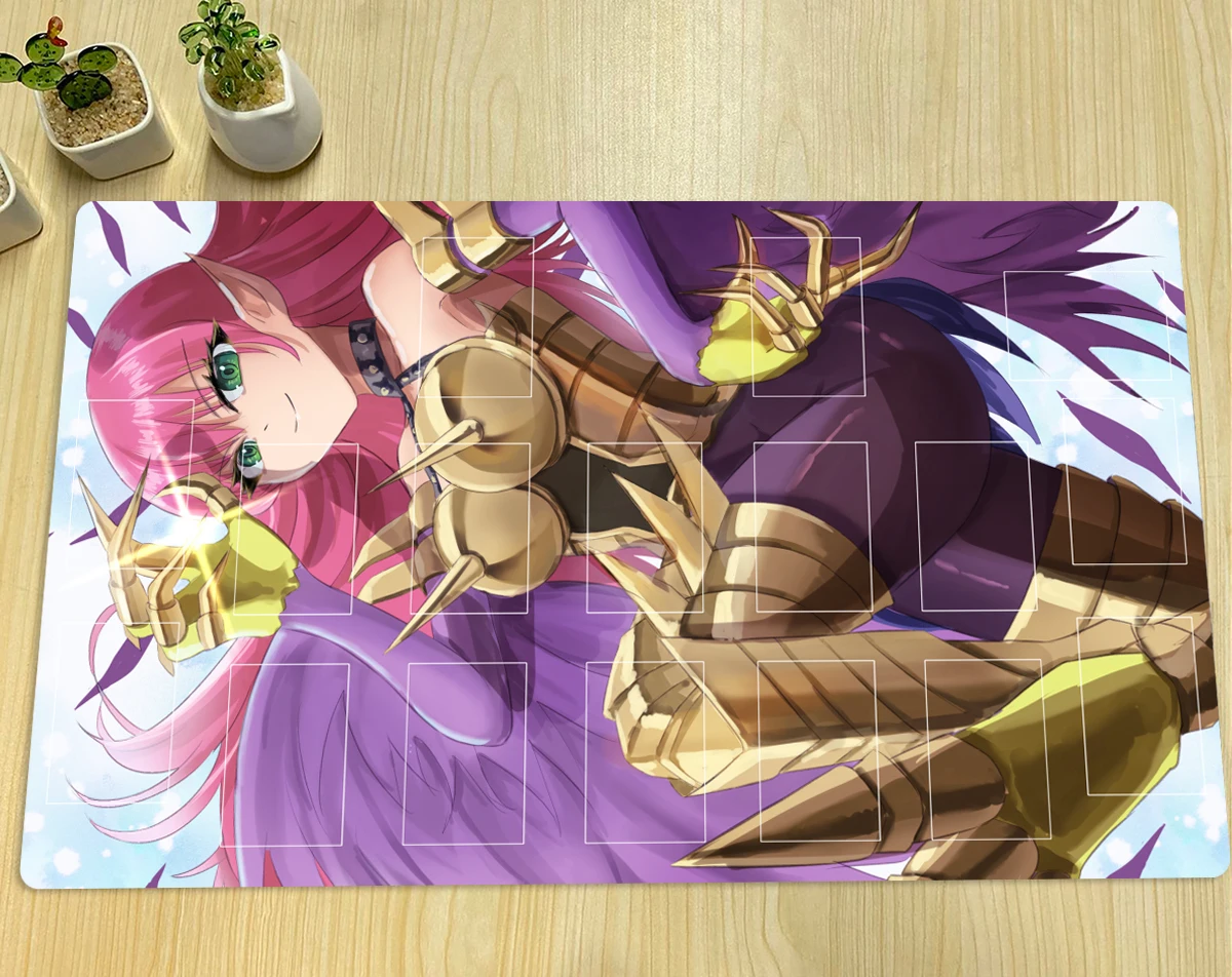 YuGiOh Playmat Harpie Lady TCG CCG Mat Board Game Duel Mat Trading Card Game Mat Rubber Anime Mouse Pad Desk Pad Zones Free Bag