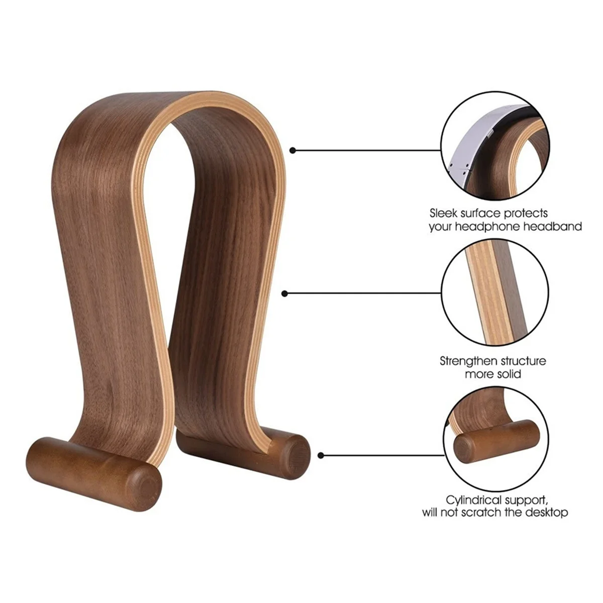 Houten Hoofdtelefoonstandaard, Koptelefoon Hanger Houder Houder Mount, Gaming Hoofdtelefoon Display, Stijlvolle Bureau Headset Houder