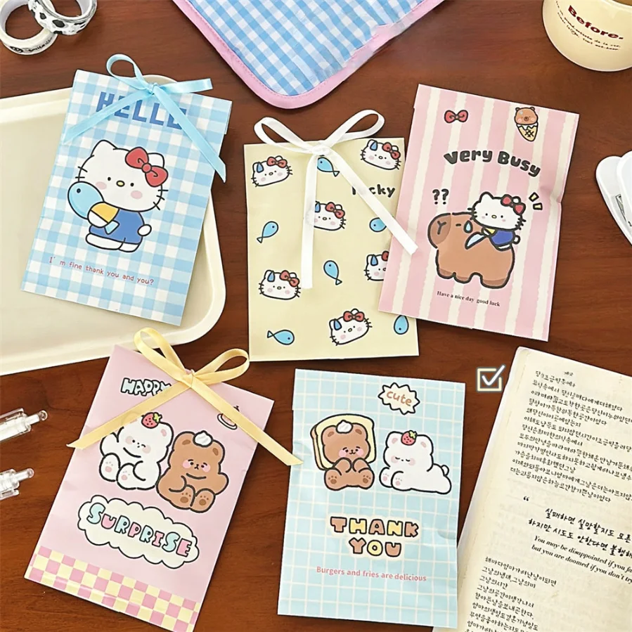 50/80 PCS Cute Packaging Bag Cartoon Food Packaging Bag Small Card Storage Bag High Appearance Baking Bag