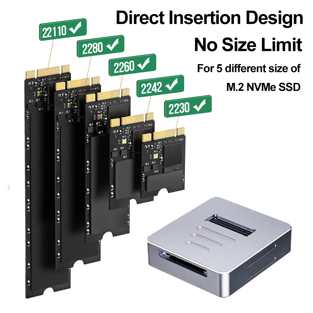 M2 NVMe Protocol SSD Enclosure Docking Station 10Gbps USB 3.1 External M.2 Vertical direct insertion SSD Base SD2.0 Card Reader