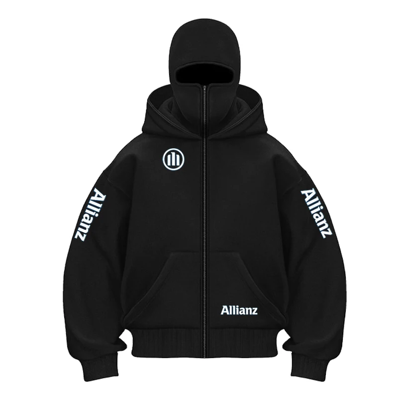 2026 Allianz logo Hombres Zip Sudadera con capucha Invierno Cálido Casual Sudadera Y2K con Capucha Mascarilla Diseño de Cremalle