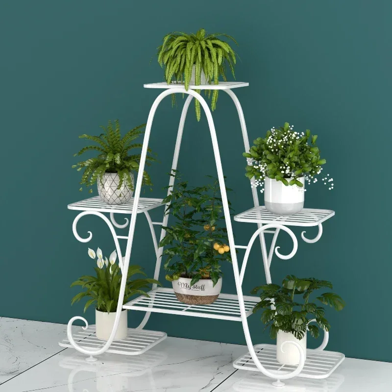 

Stable Wrought iron flower rack multi-layer floor-to-ceiling movable household flower pot bracket
