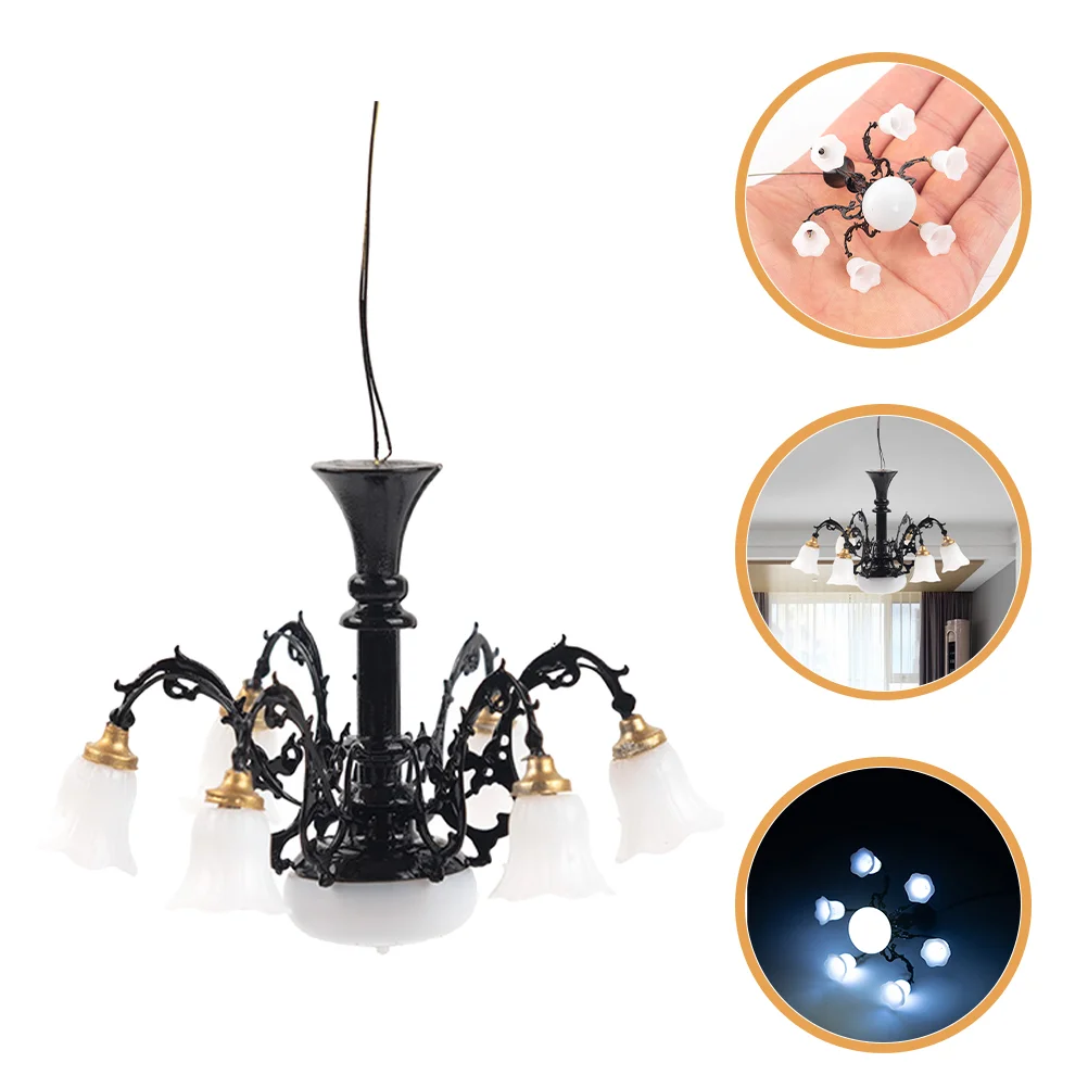 Model Chandelier Mini Furniture Ornaments Ceiling Lamp Toy Room Miniature Bedroom Items Abs