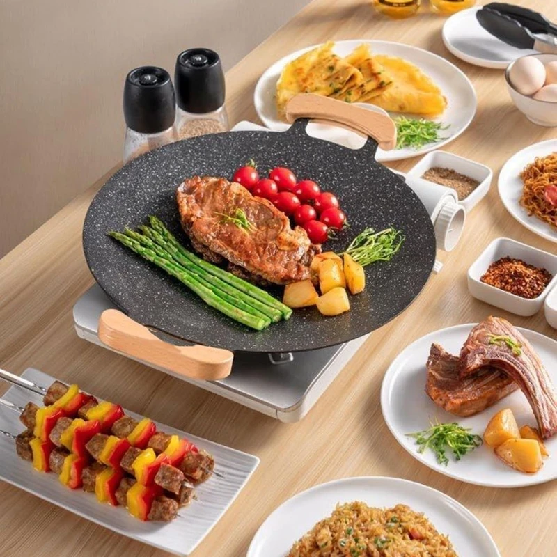 زخرفة جميلة 30 سنتيمتر في الهواء الطلق شواء شواء عموم غير عصا المدخنة صينية الخبز الكورية الشواية لوحة معدات التخييم