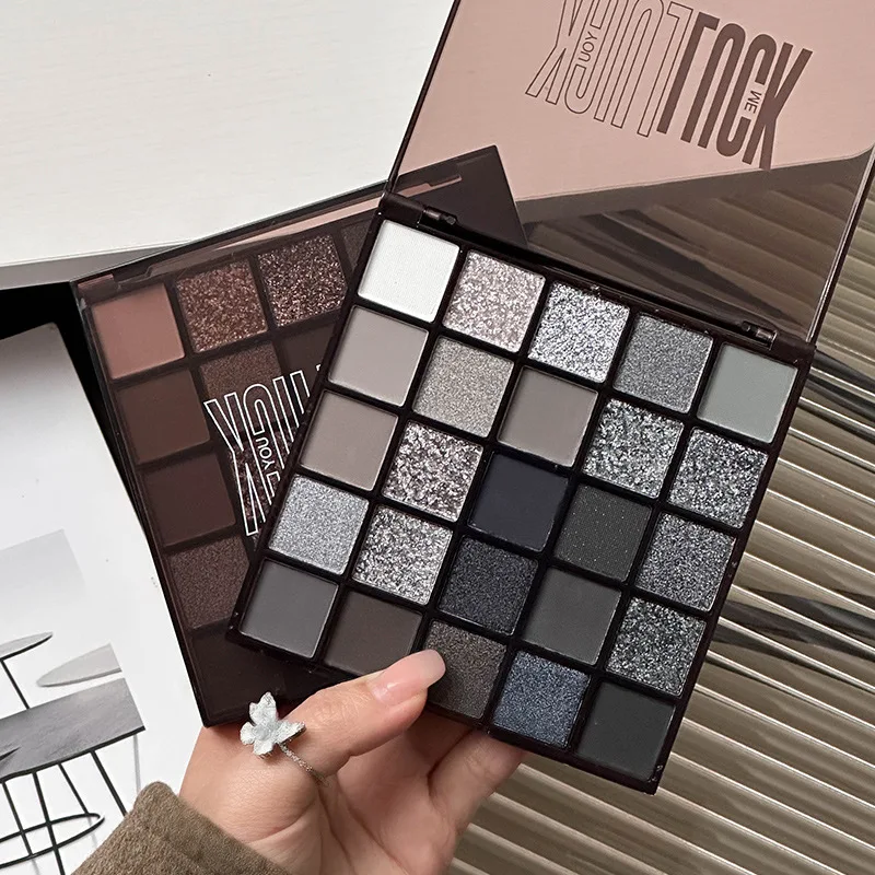 スモーキーメイクアップ新しいブラックスワン25色アイシャドウパレットニッチダークセメントグレーはパウダーが飛ばない