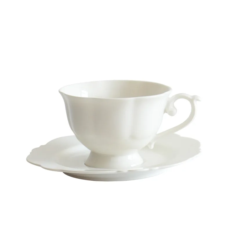 225ml Ceramic Mug Cup And Dish Set Apply for Household Office Afternoon Tea Party Simple White Coffee Milk Cup Dish Set