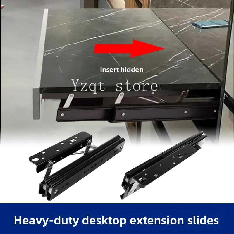 Invisible slide rail pulling desktop telescopic extension desk buffer type rising guide rail installation